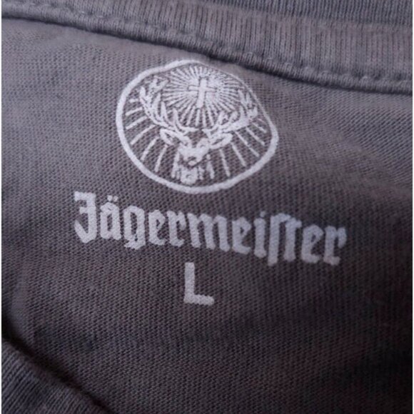 Jägermeister Mens Large Grey Spellout Distressed Deer Head Cross Tee Shirt - Picture 11 of 11